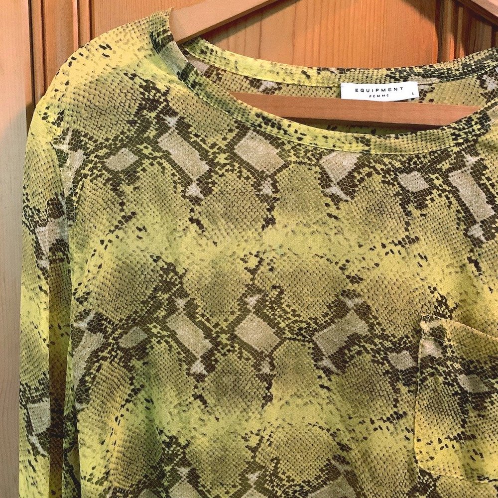 Sheer silk Equipment snakeskin top